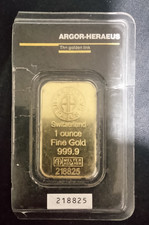 Argor-Heraeus 1 oz 1 Ounce Gold Bar 999.9 Fine (Certified Assayer) Switzerland 4727.78 per troy oz