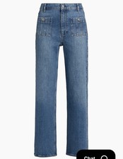 PAIGE Women s Blue Denim High Rise Wide-Leg J...