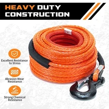 SPARKWHIZ 1/2"x100ft 32000lbs Synthetic Winch Line Rope Cable Kit For SUV UTV US