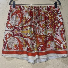 Fashion Nova Orange Floral Paisley Tie Waist Shorts Size XL Boho Burnt Orange