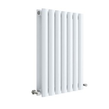 Delphi Ellipse Double Horizontal Designer Radiator 600mm H x 412mm W - Gloss Whi