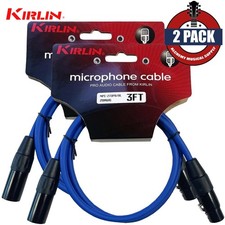 2-PACK Kirlin 3FT XLR Male/Female 20AWG Microphone Audio Cable Blue XLRM-XLRF