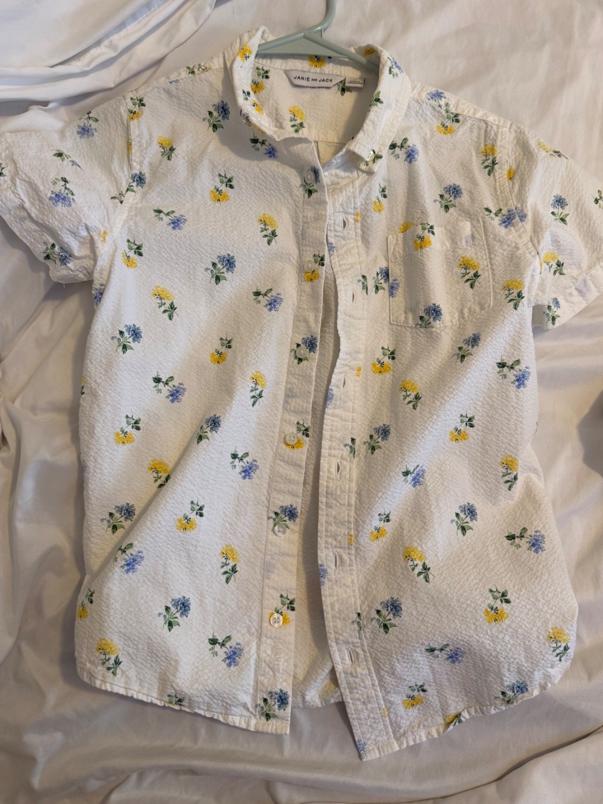 Adorable, Janie and Jack 100% linen oxford button down shortsleeve shirt size 12