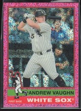 2025 Topps Heritage #413 Andrew Vaughn Chrome Pink Sparkle Refractor White Sox