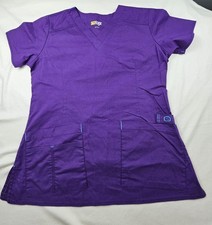 Wonder Wink Flex Womens Purple Scrub Top Size Small Multi Pocket Pit To Pit 18