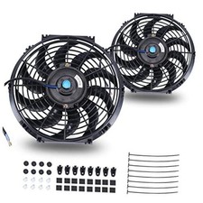 12 Inch Universal Slim Fan Push Pull Electric Radiator 12V 12 Inch-2pcs Black