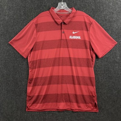 Alabama Crimson Tide Polo Shirt Men's XL Red Striped Bama Nike Dri-FIT
