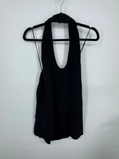 NWT Massimo Dutti Halter Top Womens Large Black Pullover Sleeveless Summer Party