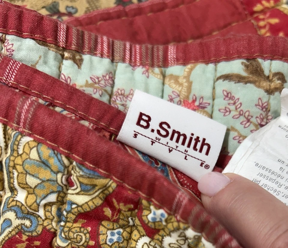 Edredón TWIN Patchwork B. Smith Diantha Reversible Floral Patchwork y Rojo 70 X 85 Foto 2 de 3