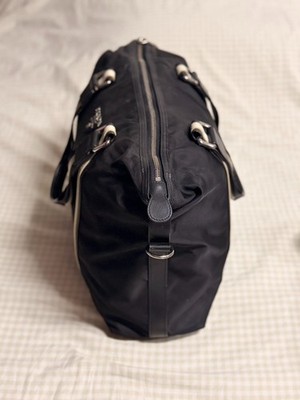 バッグ PRADA SPORT TESSUTO NYLON BOSTON BAG VINTAGE PRADA Black Tessuto Nylon Boston Duffel Bag w/ Striped