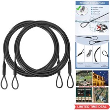 Security Cable 1/8 Inch 3.3mm 3ft Braided Steel Wire Rope Double Loop Padlock
