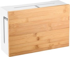 Cable Management Box With Magnetic Bamboo Lid Cable Ties Elegant Durable Cable