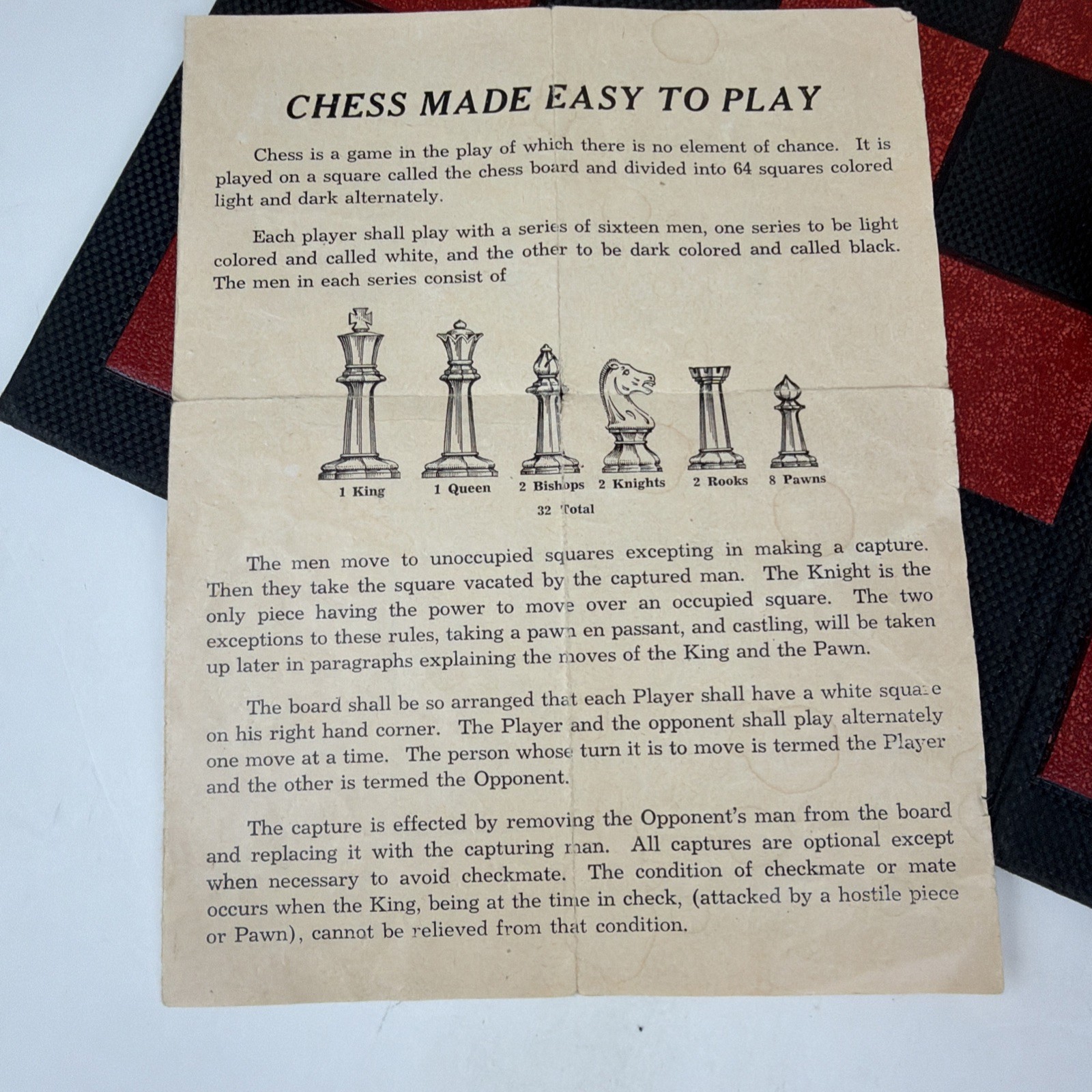 VTG Drueke No. 23 "American-Made Chessmen" Set w/ Folding Board & Instructions