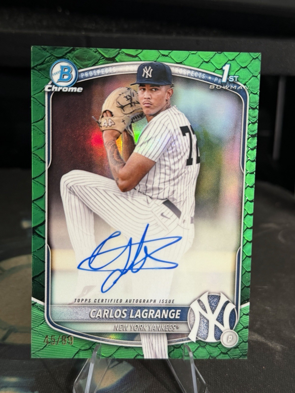2025 Bowman Chrome CARLOS LAGRANGE /99 1st RC Auto Reptilian Green Ref #CPA-CL