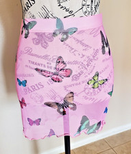 Rock Rose Couture Pink Butterflies Mini Skirt Rave Dance EDM Size Small