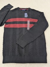 New Nautica Sweater XL Black/Burgundy Logo MSRP 89.50