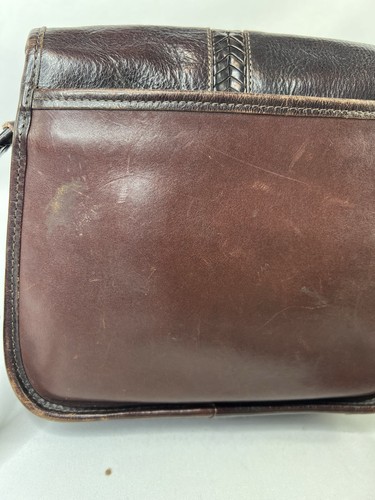 Borsa a tracolla vintage anni 90 Brighton Turn Lock in pelle ferramenta argento marrone - Foto 4 di 16