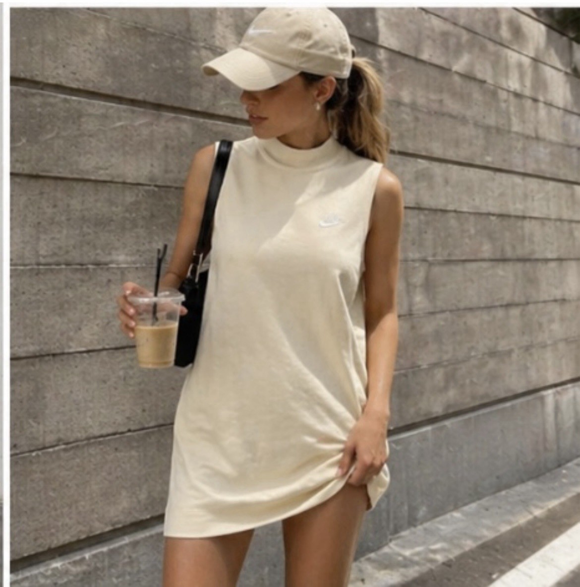 NIKE Sportswear Sleeveless Mock Neck Dress Cream Loose Fit Mini NWT Women’s M