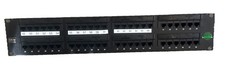 Two Leviton GigaMax Cat 5e 48-port 2RU patch panels with cable management bars