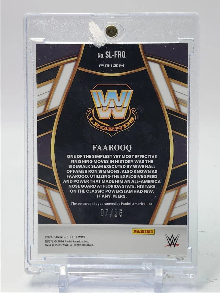 FAAROOQ 2024 SELECT WWE SIGNATURES TIE-DYE PRIZM LEGENDS AUTO /25 Q4917 - Image 2 of 2