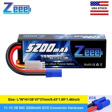 Zeee 11.1V 80C 3S LiPo Battery 5200mAh EC5 for RC Car Helicopter Racing Models