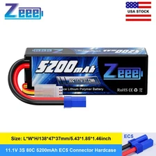 Zeee 11.1V 80C 3S LiPo Battery 5200mAh EC5 for RC Car Helicopter Racing Models