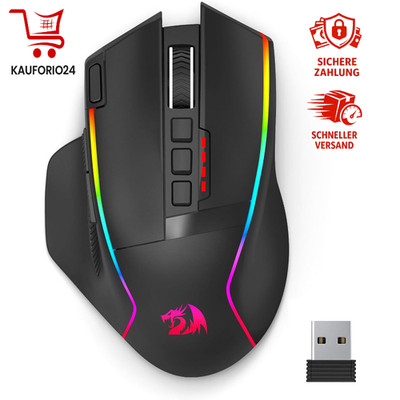 Gaming Maus Kabellose 16000 DPI RGB Ergonomisch Wiederaufladbar 9 Tasten für PC