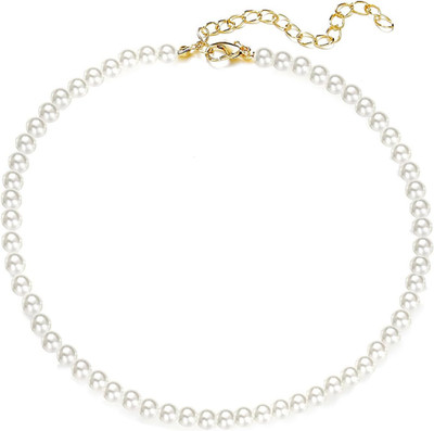 Damen Perlenkette im Choker-Stil kurze weiße Perlen Schmuck für Frauen Mädchen
