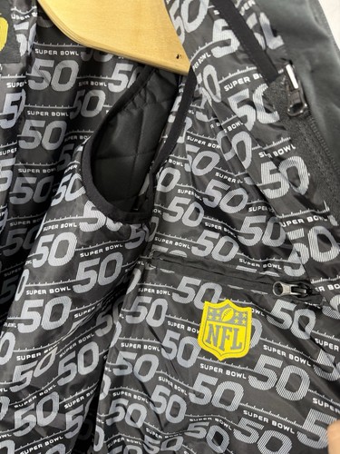 NFL Men's Super Bowl 50 Limited Edition Quilted Elbow Patch Jacket Vest 3-1 Sz L - Picture 14 of 17