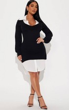 Fashion Nova Women’s Plus Hard Worker Sweater Shirt Mini Dress Size 1X