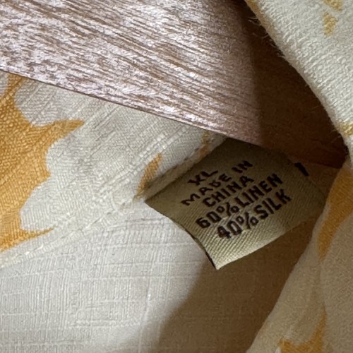 Tommy Bahama Shirt Mens Extra Large Yellow White Linen Silk Palm Hawaiian Casual - Picture 7 of 11