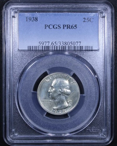 1938 Washington Quarter - 25c PCGS PR65 - Key Date Proof!