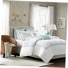 Maya Bay Duvet Cover King Size - White, King 106 in x 90 in Seafoam Blue