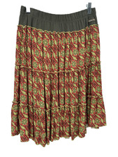 Matilda Jane Skirt Women Small Green Pattern Serendipity Tiered Pull On 2011 VTG