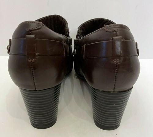 Clarks Bendables Mujer Cremallera Tacón Apilado Botines Talla 7.5M Cuero Marrón - Imagen 8 de 11