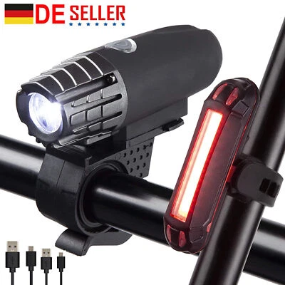 MARKENLOS LED Akku Fahrrad Licht Beleuchtung Set Scheinwerfer Rücklicht Lampe