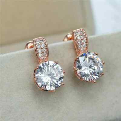 2.5CT Lab Created Diamond Stud Earrings Push Back Stud 14K Rose Gold Finish