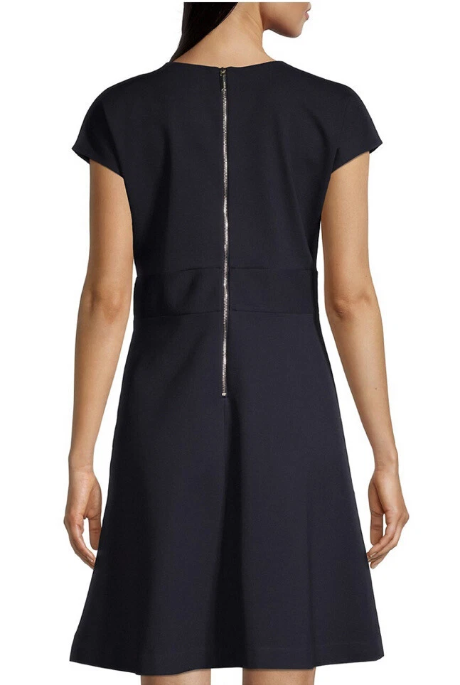 Abito Kate Spade New York Ponte A line in maglia nera elasticizzato cappuccio manica taglia M