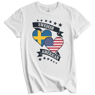 Swedish American Heart Flags Sweden America T-Shirt