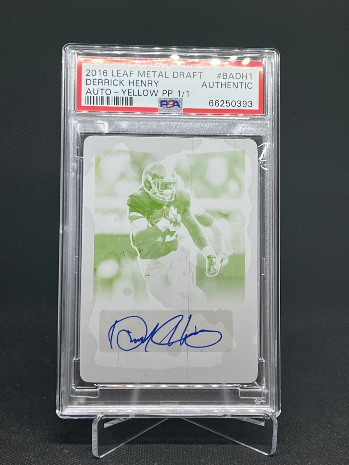 Derrick Henry Leaf Metal Draft Autographs #BADH1 Yellow Printing Plate 1/1