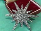 Art Deco Celestial Sparkling Crystal STAR PENDANT BROOCH Shawl Pin Vtg Jewellery