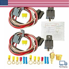 For Dual Electric Fan Relay Kit Radiator Electric Fan Thermostat Kit Temp 40 Amp