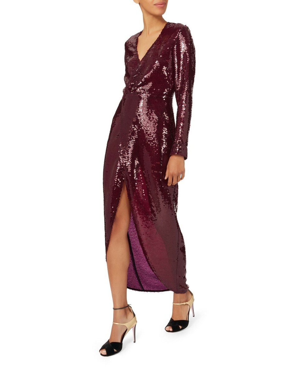Fleur Du Mal Burgundy Red Seguin Wrap Dress with High Slit SZ 2 New org.  $1195
