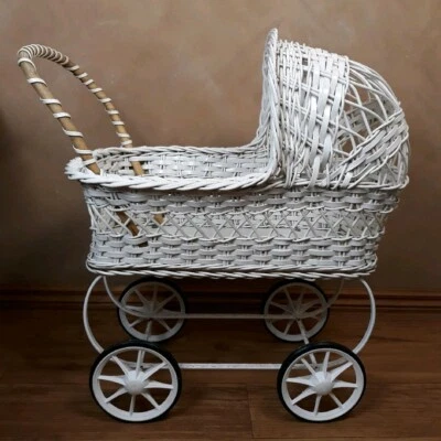 vintage cane dolls pram
