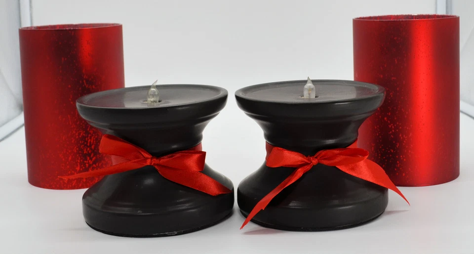 Red LED Battery Operated Christmas Candle Pair 9-¾” Tall B-1 - Image 3 of 4