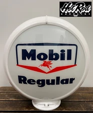 MOBIL REGULAR Reproduction 13.5" Gas Pump Globe - (White Body)