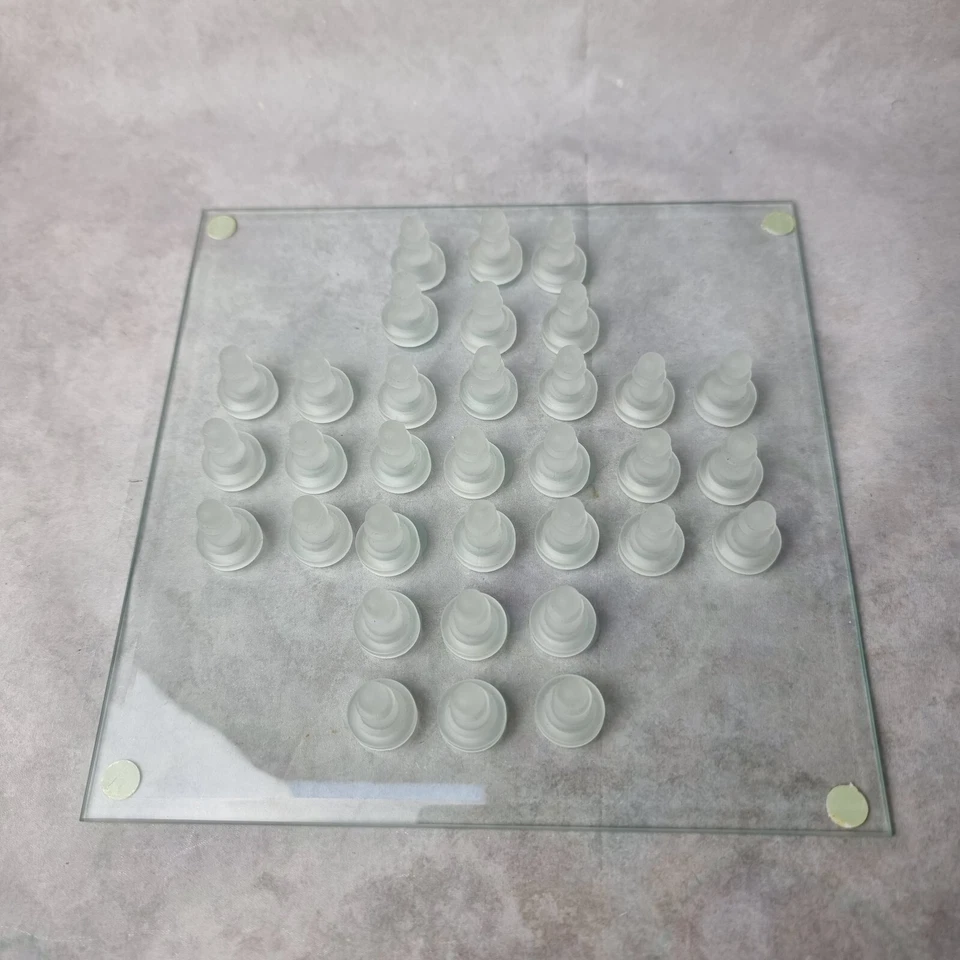 Jeu Solitaire en Verre – Plateau Carré Transparent + Pions Givrés - Photo 4/4