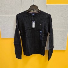 Tommy Hilfiger Men's Cable Knit Crewneck Sweater Black Size S