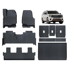 Car Floor Mats with Trunk 2025 Ford Expedition Max + Mats Full Set (8 Seats)