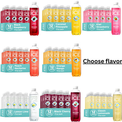 Sparkling Ice, Sparkling Water, Zero Sugar, 17 fl oz, 12 Pack, Select Flavor.